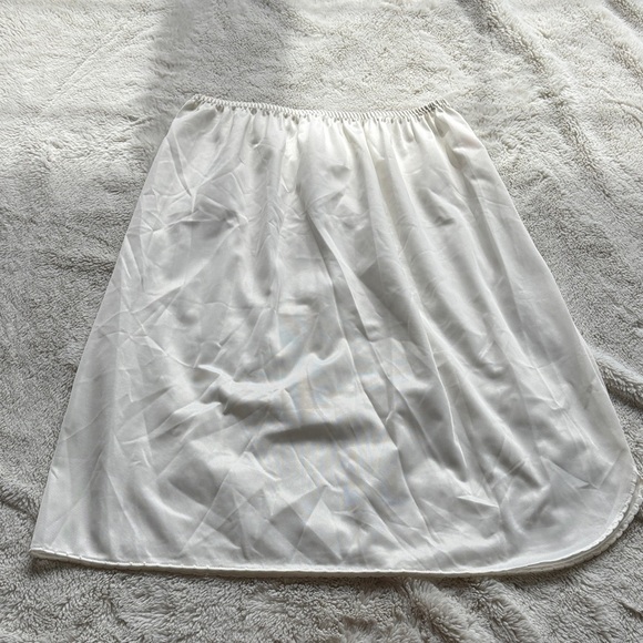 Vintage French Maid White Slip Skirt | Lace Trim | Y2K Lingerie | Coquette - Picture 1 of 5